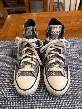 Converse floral dragon print hi-top sneaker